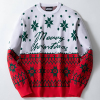 Pull de Noël Homme Personnalisé avec Logo – Motif Flocon de Neige Nordique et Blocs de Couleurs – Chandail Lourd Festif avec Inscription Joyeux Noël