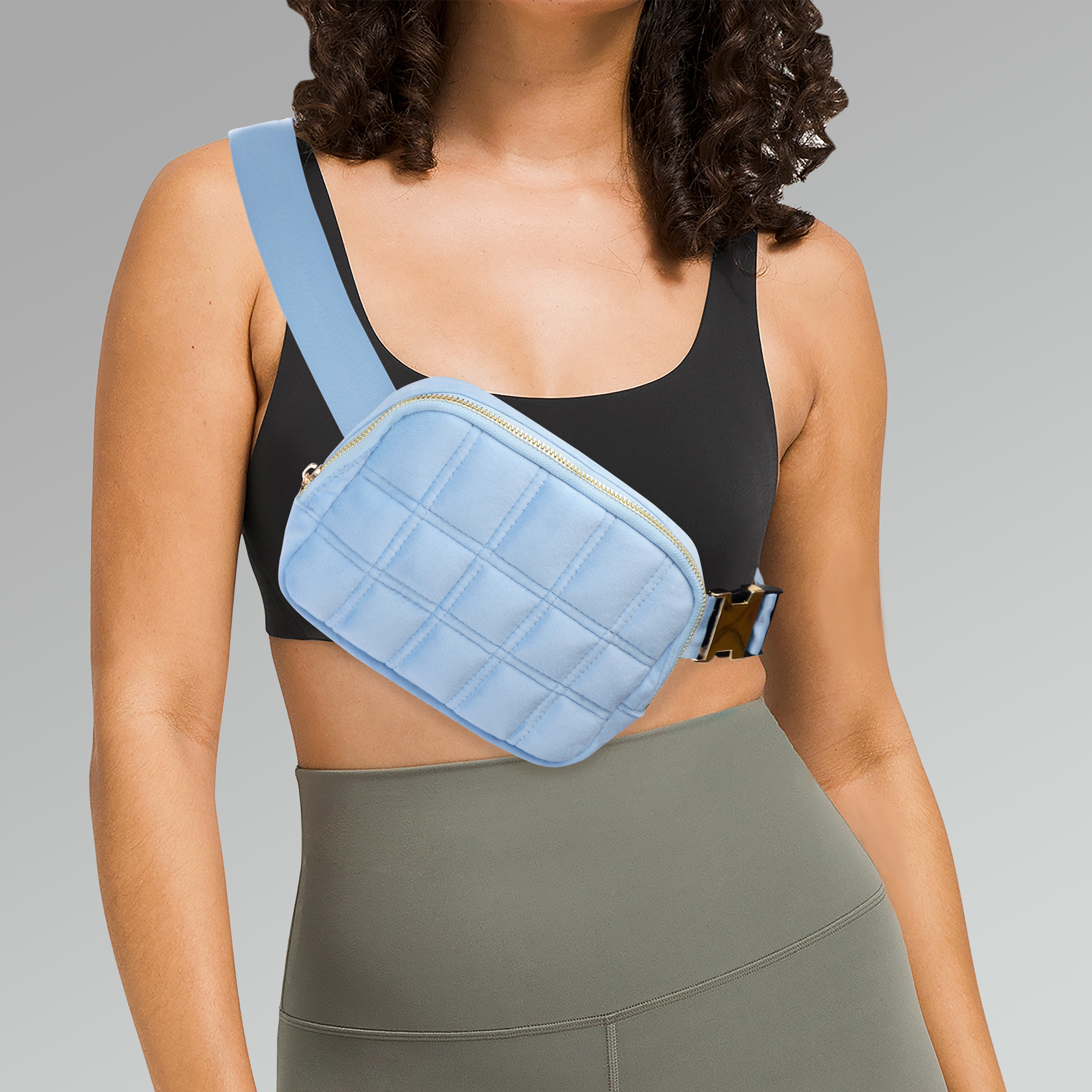 Everywhere Quilted Grid Velvet Mini Belt