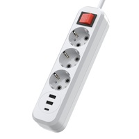 Stop Kontak Ekstensi Euro 4 Lubang dengan Pengisian Daya USB
