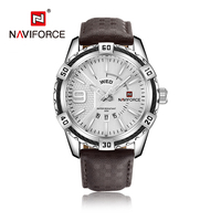 Montre à quartz NAVIFORCE NF9117 pour homme, bracelet en cuir, affichage lumineux de la date et du jour, montre de voyage publicitaire