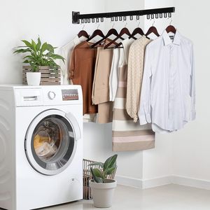 Porte-vêtements pliable mural rétractable, séchoir à <span class=keywords><strong>linge</strong></span> en aluminium gain de place, séchoir à <span class=keywords><strong>linge</strong></span> extensible pour la maison - Product Image 4