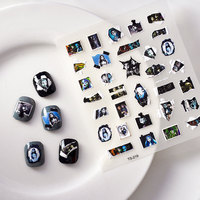 TSZS Vente Chaude Toile D'araignée Crâne Chauve-Souris Ongles Tête De Citrouille Stickers Halloween Nail Design Autocollant 5D Autocollant Auto-Adhésif