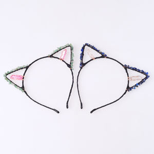 بيع بالجملة رقائق الكريستال الطبيعية الجمشت روز نقاط الكوارتز القط على شكل الأذن عقال - Product Image 2