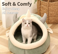 Maison pour chat semi-fermée, pliable, écologique, universelle quatre saisons, lavable, avec lit amovible pour animaux de compagnie, confortable pour les chats
