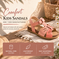 Sandales en liège à bout fermé pour filles, style bohème, avec boucle réglable, chaussures plates décontractées d'été pour enfants
