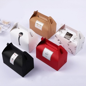 Portable Food Baking Cake Cookie Packaging Box with Handle Take Away Paper Box