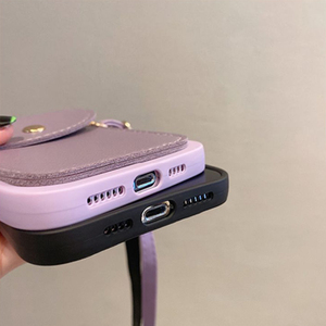 Crossbody Dây buộc dây đeo ví Trường hợp với chủ sở hữu thẻ Silicone trường hợp điện thoại cho <span class=keywords><strong>Iphone</strong></span> 17 16 15 Pro Max di động bao gồm cho cô gái - Product Image 4
