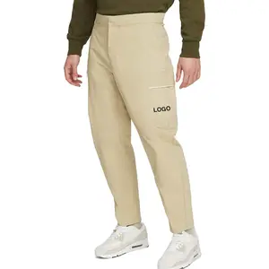 Custom men's stretched tapered cotton twill tracking men's cargo pants pocket solid casual chino pants