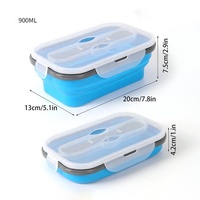 Boîte à lunch rectangulaire pliable en silicone, récipient de stockage alimentaire pliable et réutilisable, boîte alimentaire en silicone adaptée au micro-ondes, vente en gros