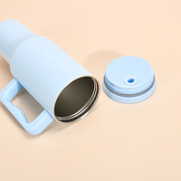 Vaso Térmico de Acero Inoxidable de 40 oz con Asa y Pajita, Taza de Vacío de Doble Pared con Acabado Mate para Viajes, Coche y Oficina