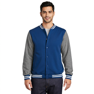 Blouson universitaire personnalisé en polaire avec col montant en toile, broderie, imperméable, écologique, séchage rapide, vente en gros pour les universités - Product Image 1