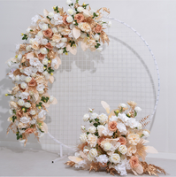 Centres de fleurs artificielles de haute qualité rangée de fleurs de mariage rose pour arrangement d'écran circulaire