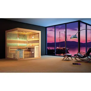 MEXDA Red Cedar Hemlock Luxury Sauna for Sale 4 Person Indoor Dry Steam Room Sauna Box WS-1246