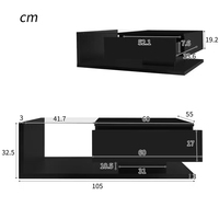 Table basse au profil bas avec rangement, plateau en verre transparent, table de salon design moderne pour appartement