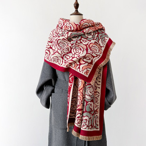 <span class=keywords><strong>Prix</strong></span> usine épais hiver Jacquard <span class=keywords><strong>Pashmina</strong></span> <span class=keywords><strong>écharpe</strong></span> voyage châles femme fleur enveloppes couverture Imitation cachemire <span class=keywords><strong>écharpe</strong></span> pour les femmes - Product Image 5
