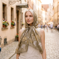 Foulard en mousseline de soie à motif feuille de perle pour femme, multi-usage, léger, hijab musulman, châle de printemps, accessoires de mode, vente en gros, OEM