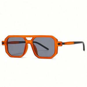 Lunettes de soleil carrées unisexes personnalisées anti-lumière bleue UV400 à double pont, monture transparente polygonale, pour ordinateur - Product Image 5