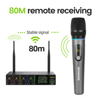 Système de microphone sans fil professionnel UHF RAYHAYES RU-601 RGB à 4 microphones portatifs et 4 canaux pour karaoké