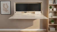 Station de travail murale double écran pliable, bureau électrique assis-debout Murphy extra large et peu encombrant pour bureau à domicile, compatible avec deux moniteurs 27 pouces OEM