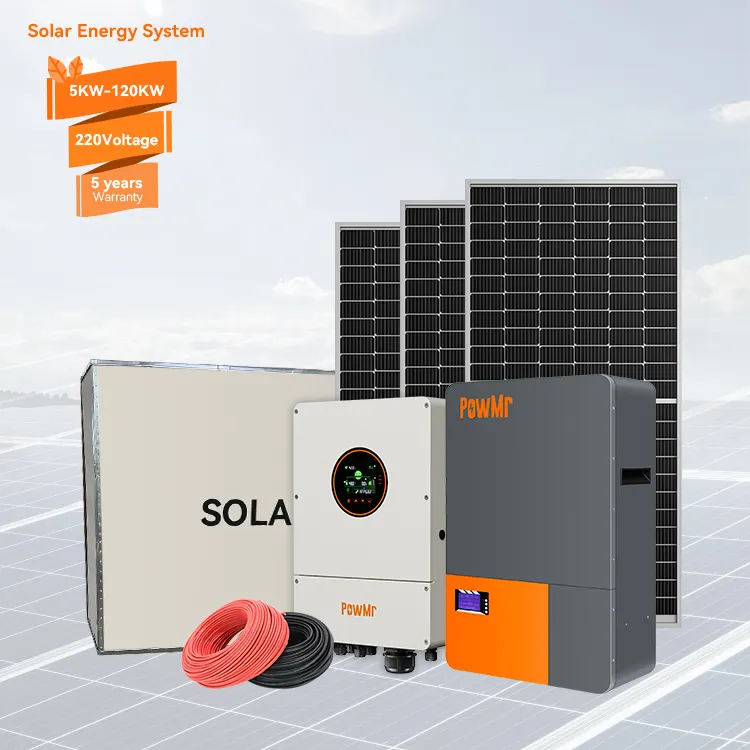 Powmr sistema de energia solar, pacote completo 5kw, sistema de energia solar 10kw para casa fora da rede, conjunto completo