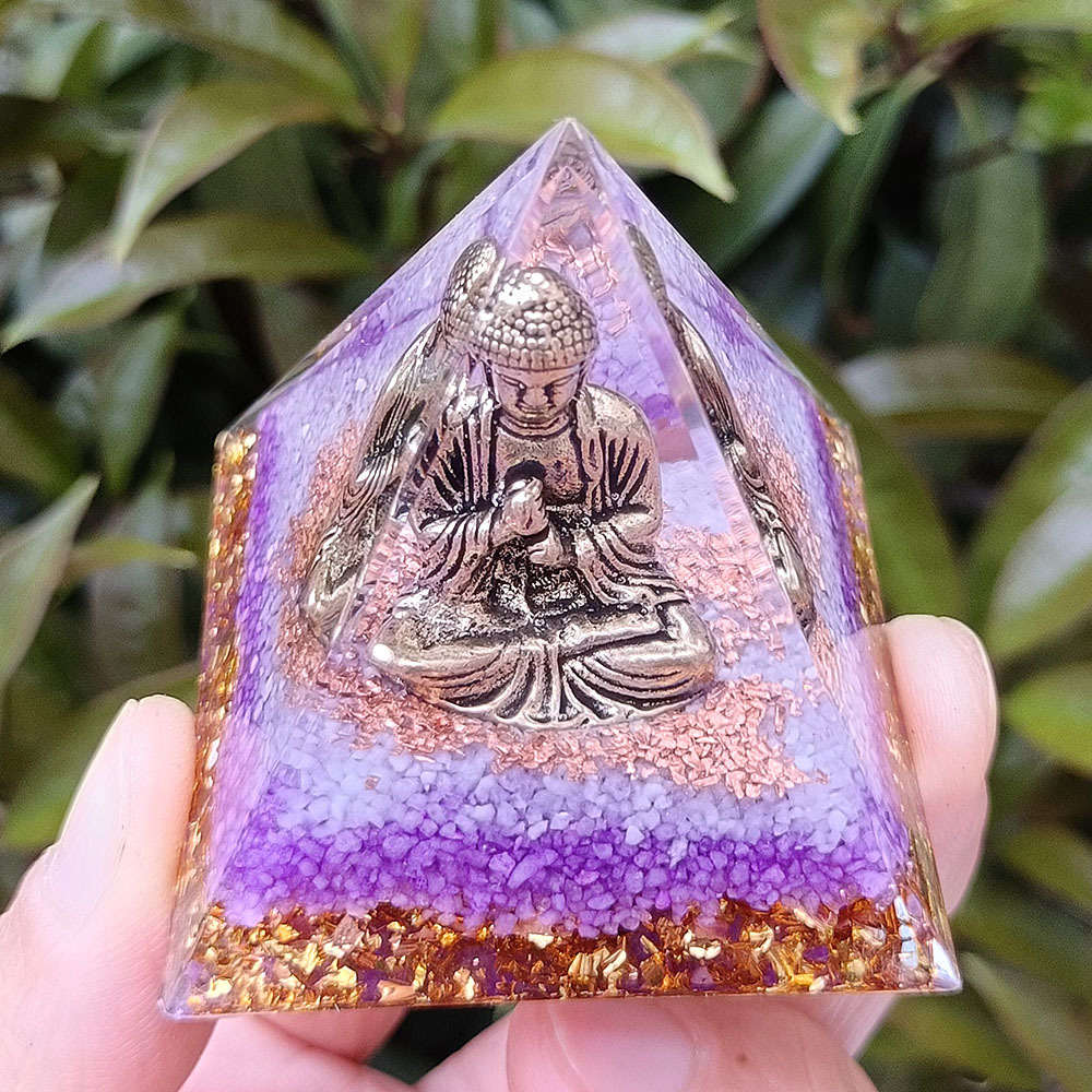 Buddha statue style white purple clay