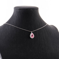 Offre Spéciale Collier Pendentif en Or 14K avec Saphir Rose 2 Carats, Or Massif, Pierre Précieuse de Synthèse Taille Poire, Bijoux Moissanite