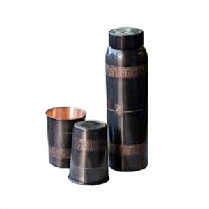 Elegante Juego de Termo de Cobre Puro Curvo con Tapas, Diseño Tradicional Chino, Botella de Agua Portátil para Viajes - Product Image 1