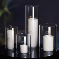 Conteneur en verre pour bougie cylindrique rond et haut de qualité supérieure, durable, avec étiquettes personnalisées pour la décoration de la maison, les mariages et Noël