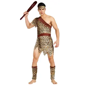 古代野人服装万圣节表演服装角色扮演穴居人豹纹服装