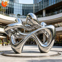 Sculpture abstraite en acier inoxydable sur mesure, miroir, projet extérieur, monument, grande statue d'art métallique, fourniture directe d'usine, qualité supérieure