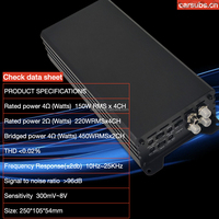 Mini amplificateur de voiture 4 canaux RMS 150W, amplificateur RCA haute performance, pleine gamme, crête 4800W, amplificateur de voiture classe D monobloc