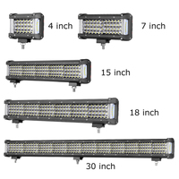 Barre lumineuse LED tout-terrain 2 pièces, lumière blanche, 7 pouces, quadruple rangée, 58W, faisceau spot, faisceau large, faisceau latéral pour voitures