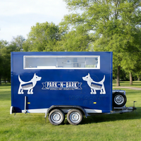 Remorque de camping-car mobile en fibre de verre convertie en unité de toilettage pour chiens, légère et durable, salon pour animaux de compagnie sur roues