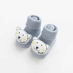 Хлопковые нескользящие носки Youki с индивидуальным дизайном логотипа для новорожденных с милыми 3D-животными для мальчиков и девочек