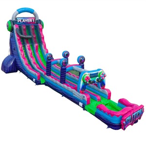 Château gonflable Glitch Gamer avec toboggan aquatique, thème manette de jeu, combo gonflable avec toboggan - Product Image 6