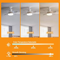 Ventilateur de plafond LED avec lumière, douille E27, télécommande, variateur d'intensité, 3 couleurs, petit ventilateur de plafond pour chambre à coucher, maison