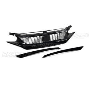 Gloss Black Front Sport Style <b>Mesh</b> <b>Grill</b> Grille/Grilles Kidney <b>For</b> HONDA CIVIC 2016-18 10TH Gen 4 door and 2 door models - Product Image 2