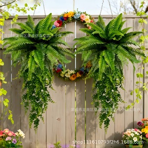 ต้นเฟิร์นปลอมแบบแขวนติดผนังสำหรับตกแต่งสำนักงาน สีเขียว - Product Image 4