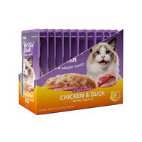 Nourriture humide pour chat au poulet et au canard, saveur savoureuse, en sachet, complément alimentaire pour chat, marque privée, commande personnalisable