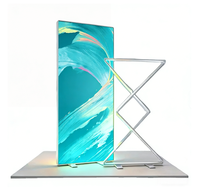 Présentoir classique pour salon professionnel, en alliage d'aluminium léger, avec tissu tendu pour affiche, rétroéclairage LED, durable, portable, installation rapide, pliable