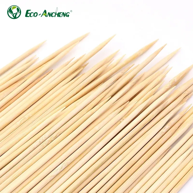 Venta caliente Biodegradable Desechable Soporte Diseño Bambú BBQ Kabob Pincho Asador Palo