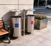 Poubelle extérieure professionnelle à double compartiment en acier inoxydable pour le recyclage, idéale pour les centres commerciaux et la décoration