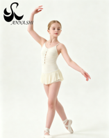 Tenue de danse classique à bretelles spaghetti Anna Shi, jupe plissée en mousseline, costume d'entraînement et de spectacle de ballet pour enfants
