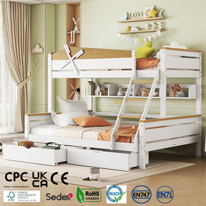 <span class=keywords><strong>Lit</strong></span> superposé <span class=keywords><strong>pour</strong></span> enfants en bois massif au design unique avec tiroirs et étagères, montage facile <span class=keywords><strong>pour</strong></span> chambre à coucher, hôtel ou appartement - Product Image 1