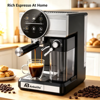 Máquina de Café Espresso Semiautomática Comercial de 20 Bares con Tanque de Leche Desmontable, Empaque con Logotipo Personalizado, Eficiente Energéticamente, para el Hogar