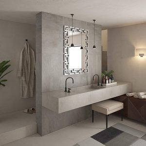 Modern European Living Room Wooden Decorative <b>Silver</b> Square <b>Wall</b> <b>Mirror</b> 4mm Thick Large Luxury Console USB Light Hanging - Product Image 3