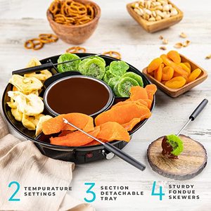 Plateau de service pour fête, fontaine <span class=keywords><strong>à</strong></span> chocolat <span class=keywords><strong>électrique</strong></span>, ensemble de <span class=keywords><strong>fondue</strong></span> avec 2 fourchettes - Product Image 4