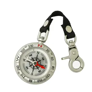 2023 Outdoor hanging buckle retro zinc alloy compass with key chain metal hanging rope