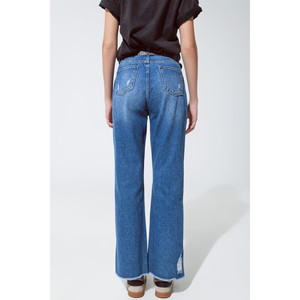 Jeans a Gamba Dritta Strappati con Riflessi Metallici Dorati - Product Image 4