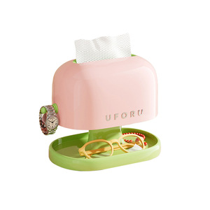 Uforu <b>Waterproof</b> Tissue <b>Box</b> with Organizer Green and Pink for Home Use in Living Room & Entryway - Product Image 1